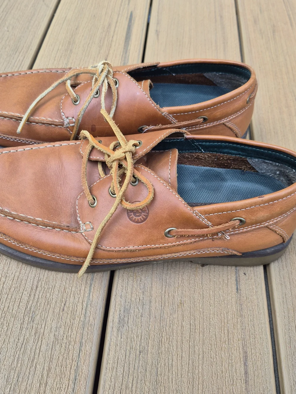 Men’s Brown Leather Boat Shoes with Rawhide Laces - 12